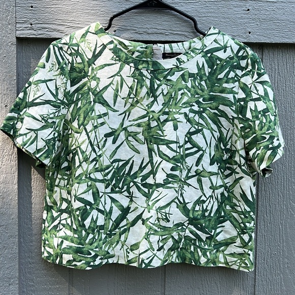 Massimo Dutti Linen Botanical Cropped Tee - Picture 6 of 13